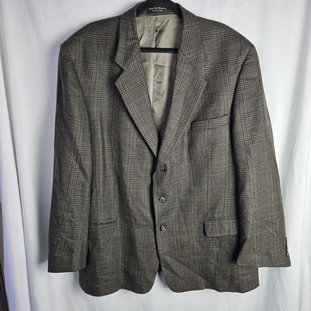 Gianfranco Ruffini Lambswool Sport Coat Blazer 48R Glen Plaid Academia Old Money
